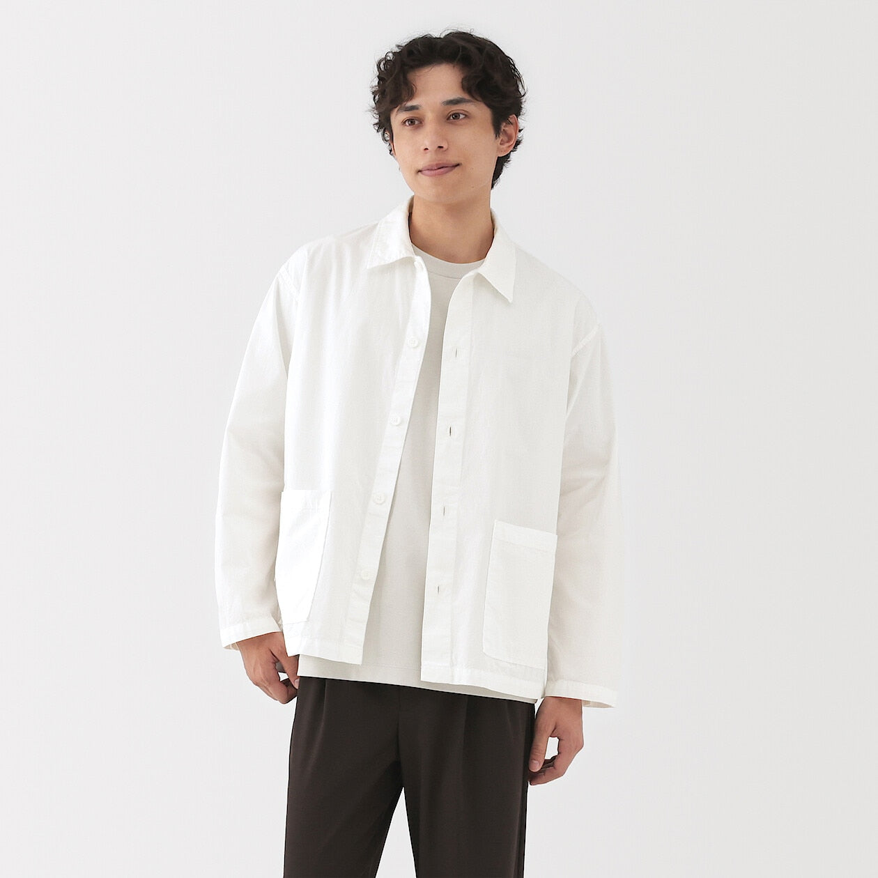 Buy MUJI Men's Washed Broadcloth Shirt Jacket