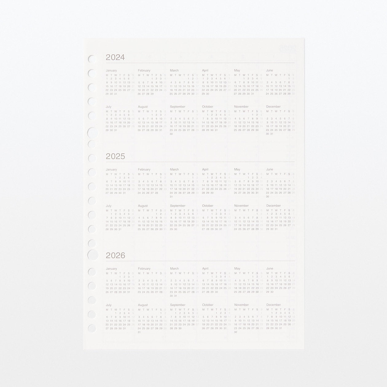 MUJI 2025 Loose Leaf Paper Refill Monthly Planner MUJI Australia