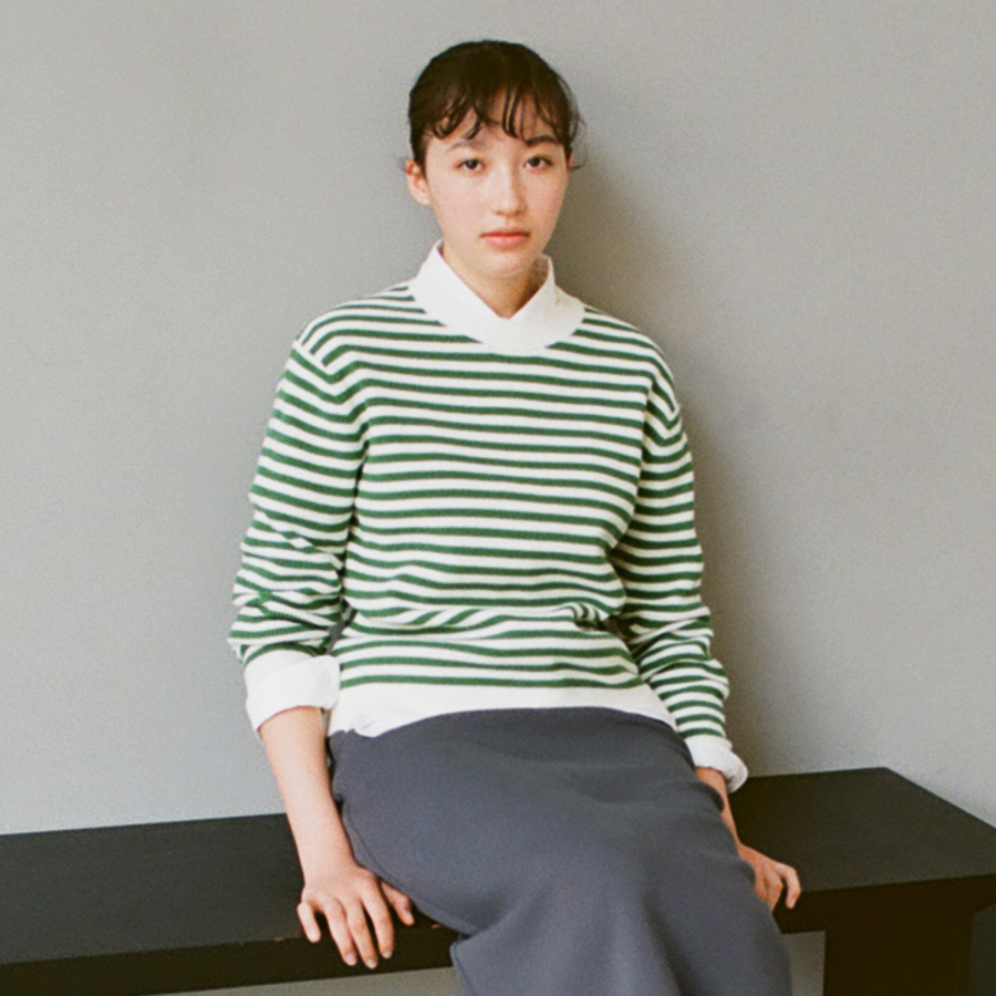 Waffle Crewneck Striped Sweater