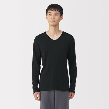 Warm Cotton V-Neck Long Sleeve T-Shirt