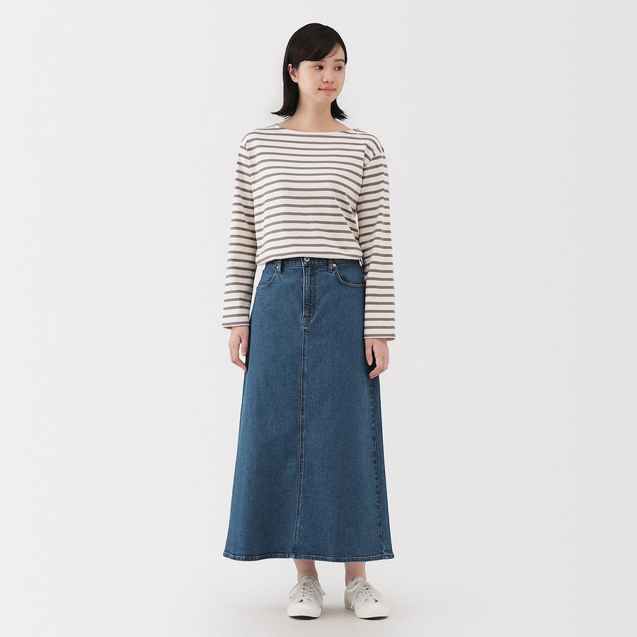 W's stretch denim A-line skirt BlueXS
