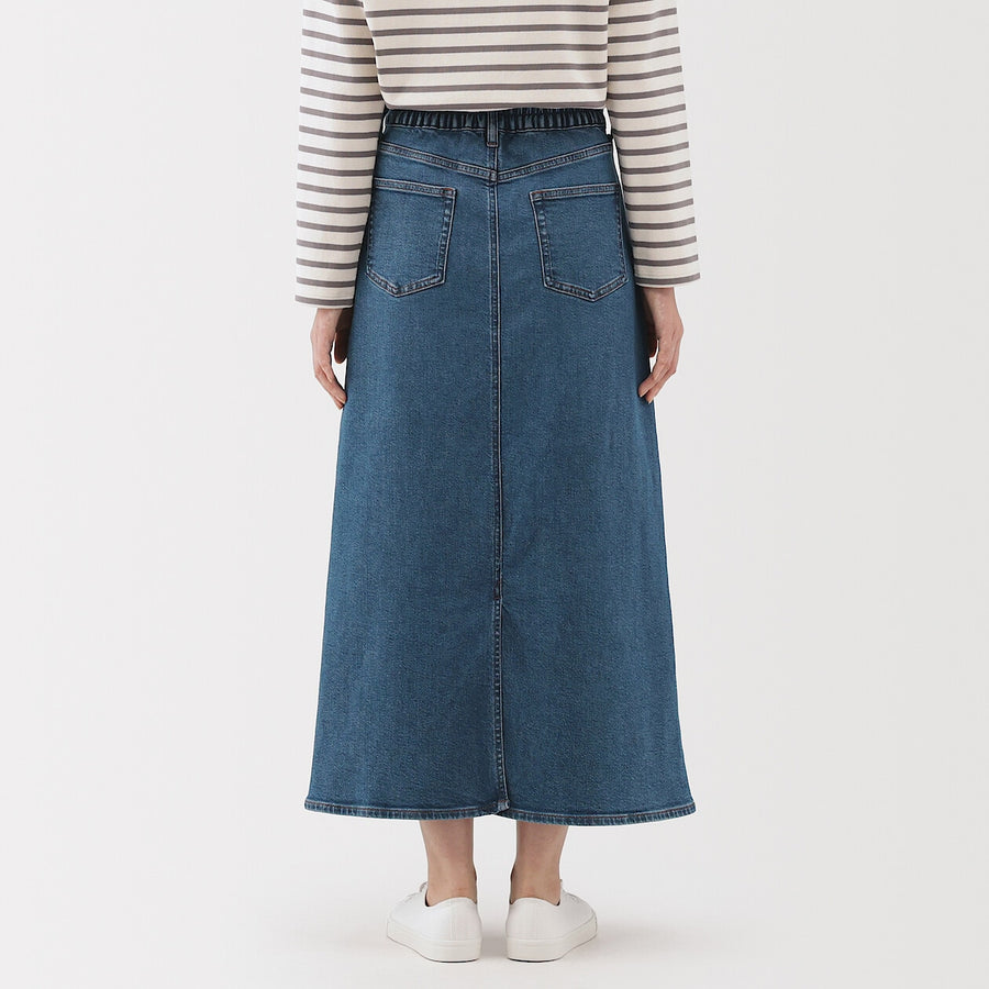 W's stretch denim A-line skirt BlueXS