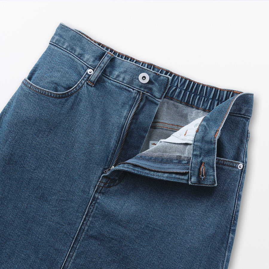 W's stretch denim A-line skirt BlueXS