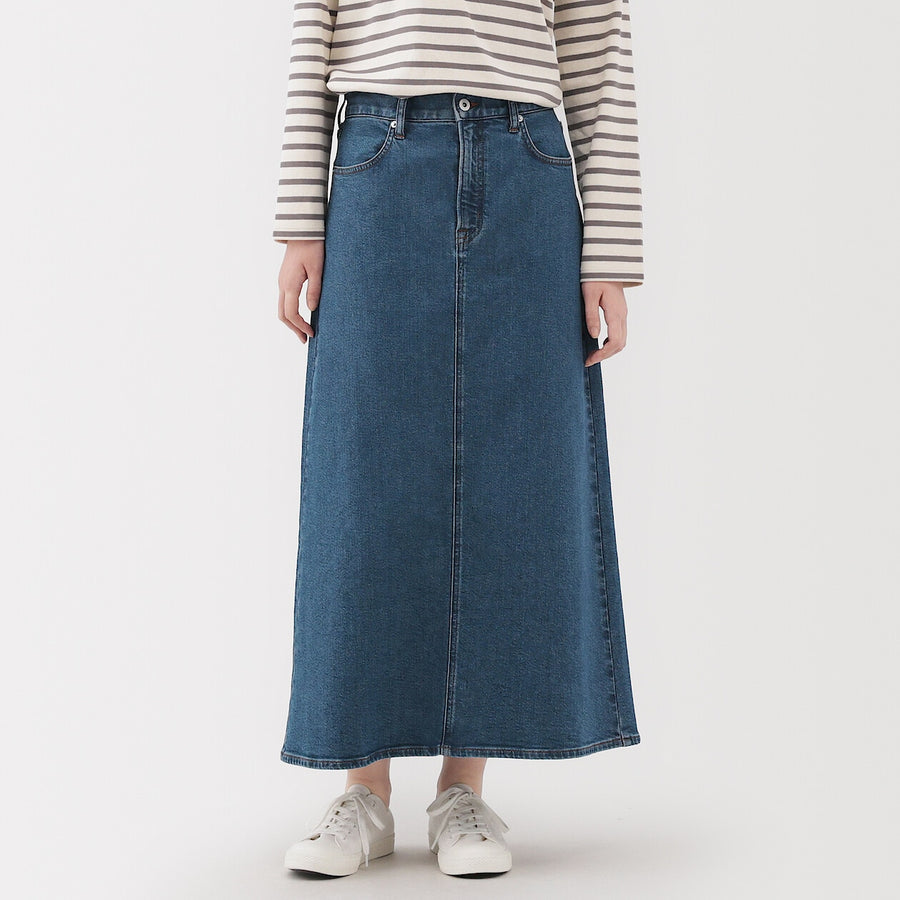 W's stretch denim A-line skirt BlueXS
