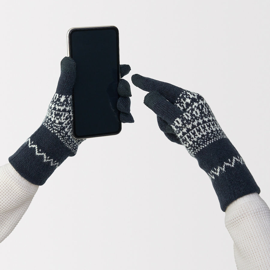 Buy MUJI Unisex Wool Blended Brushed Touchscreen Gloves