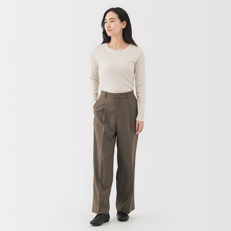 W's Lyocell blend ribbed crew neck L/S T-shirt Off whiteXS