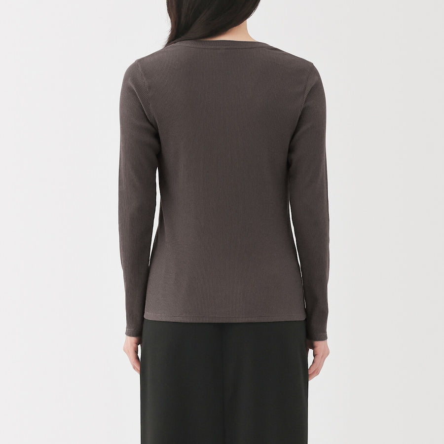 W's Lyocell blend ribbed crew neck L/S T-shirt Off whiteXS