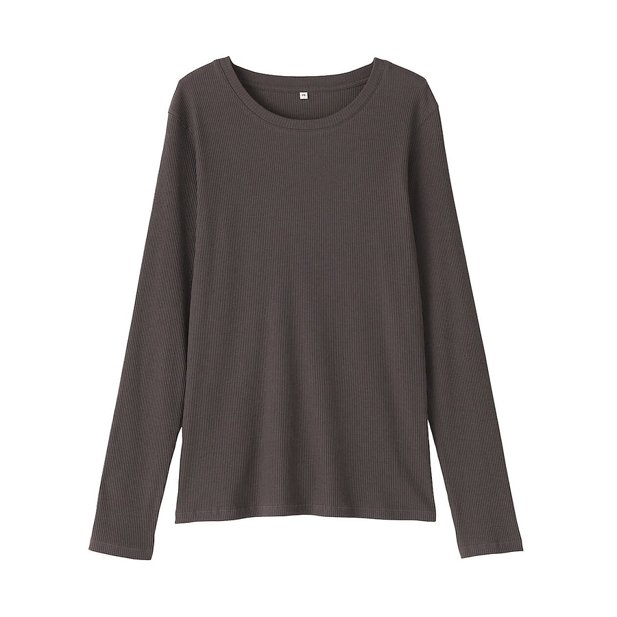 W's Lyocell blend ribbed crew neck L/S T-shirt Off whiteXS