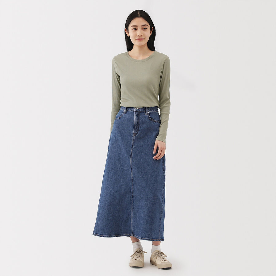 W's Lyocell blend ribbed crew neck L/S T-shirt Off whiteXS