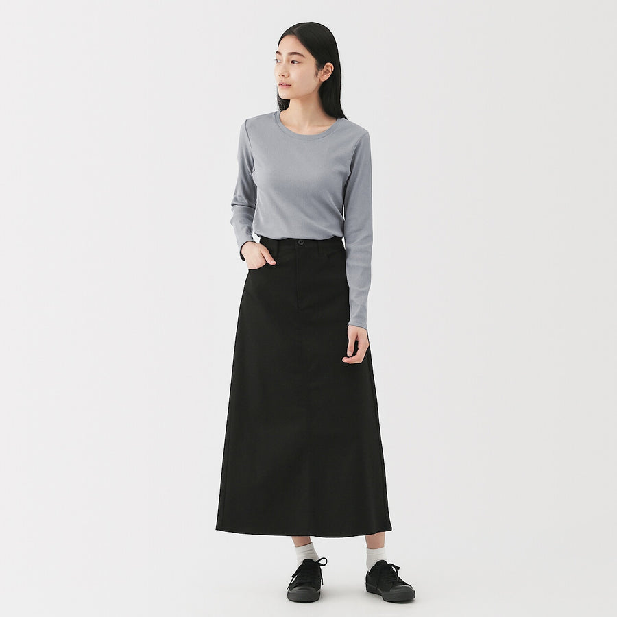 W's Lyocell blend ribbed crew neck L/S T-shirt Off whiteXS