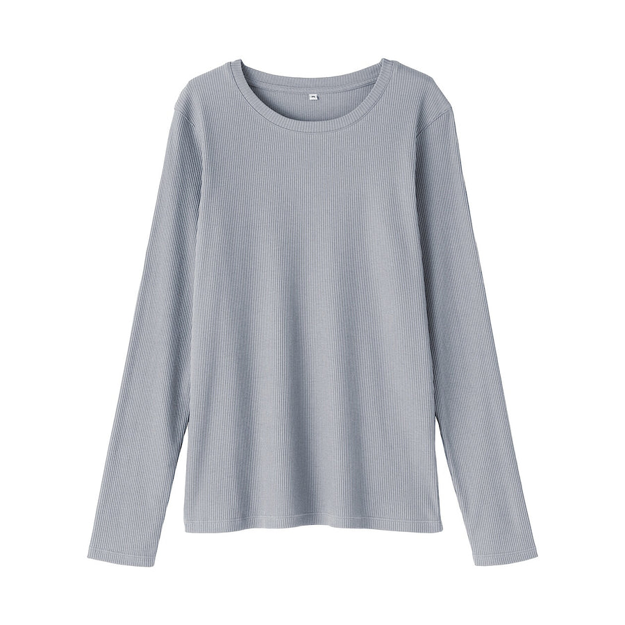 W's Lyocell blend ribbed crew neck L/S T-shirt Off whiteXS