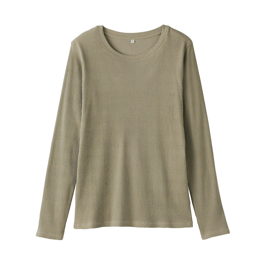 Buy MUJI Women's Smooth Ribbed Long Sleeve T-Shirt