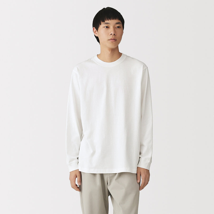 Buy MUJI Men's Washed Heavyweight Crewneck Long Sleeve T-Shirt