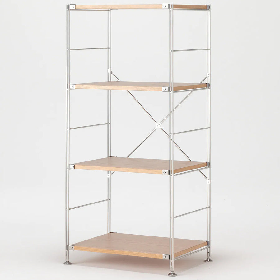 Oak Stainless Steel Unit Shelf Set - Medium