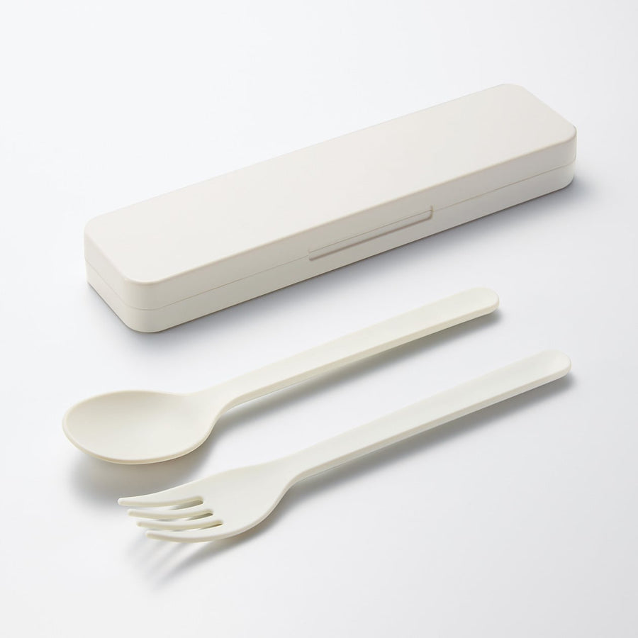 Polypropylene Fork & Spoon Set - White