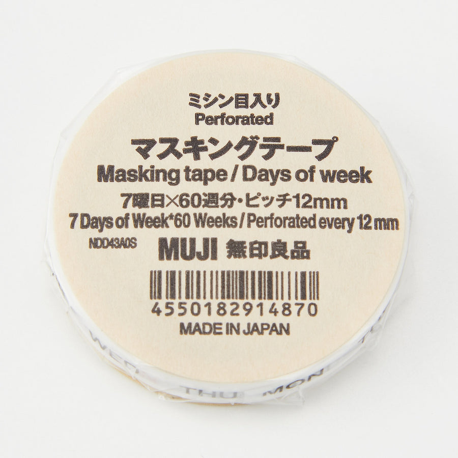 Perforated Masking Tape - Days of Week