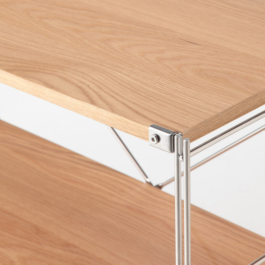 Stainless steel unit shelf Oak shelf set L