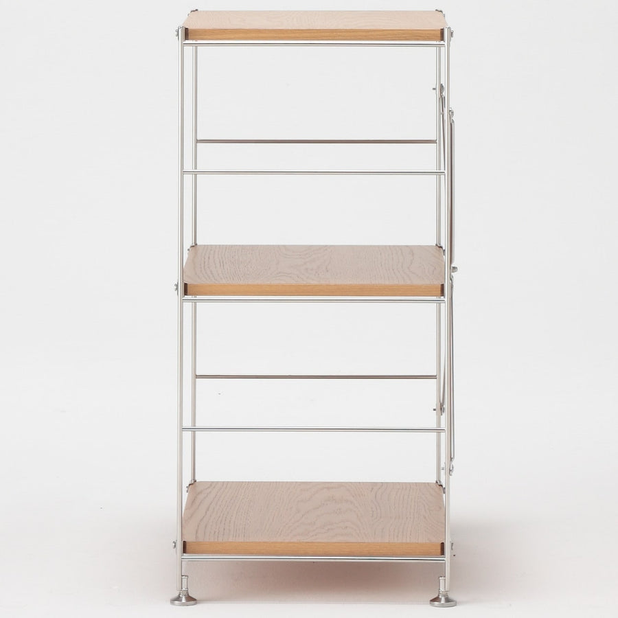 Stainless steel unit shelf Oak shelf set S