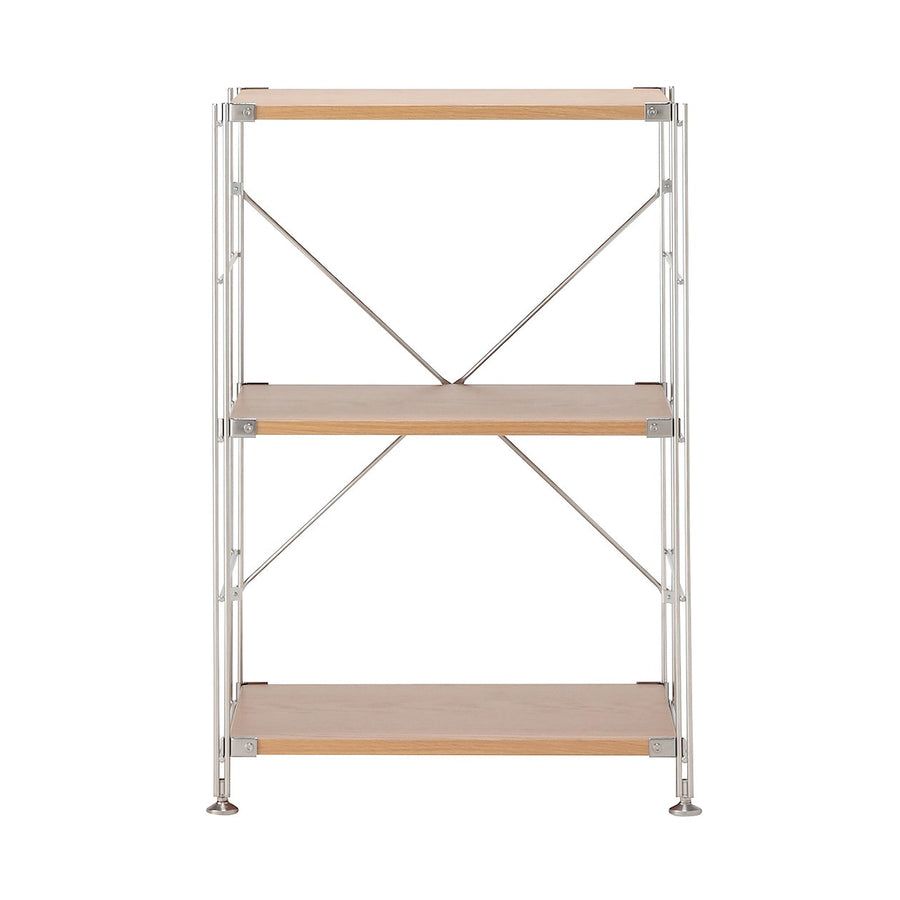 Stainless steel unit shelf Oak shelf set S