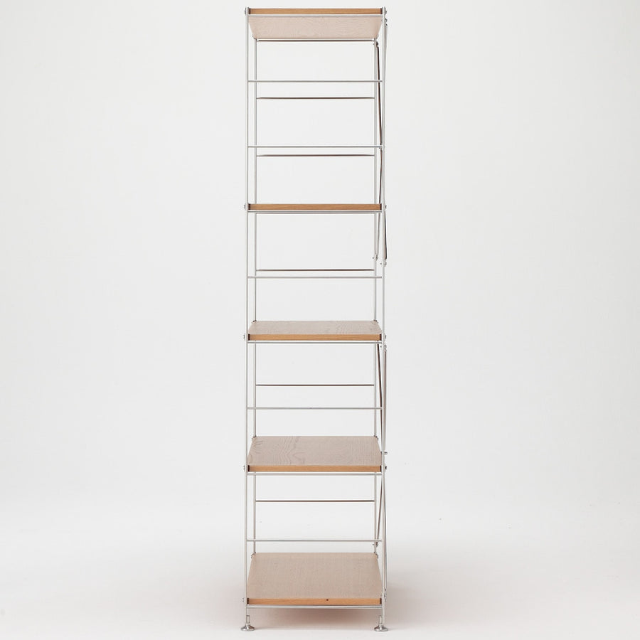 Stainless steel unit shelf Oak shelf set Wide L