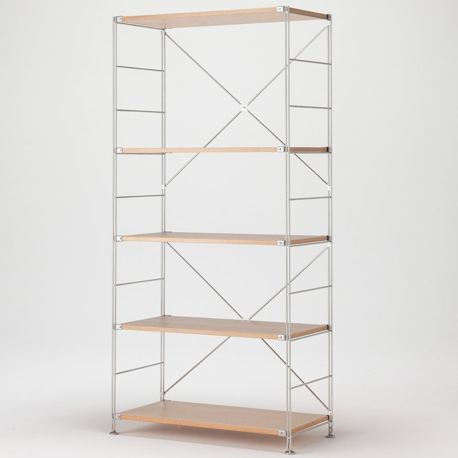 Stainless steel unit shelf Oak shelf set Wide L