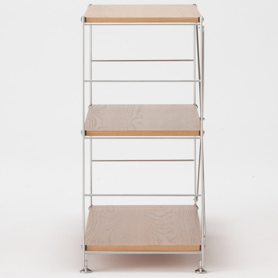 Stainless steel unit shelf Oak shelf set Wide S