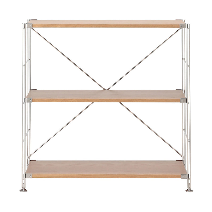 Stainless steel unit shelf Oak shelf set Wide S