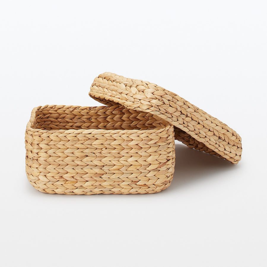 Water hyacinth basket with lid Rectangle S