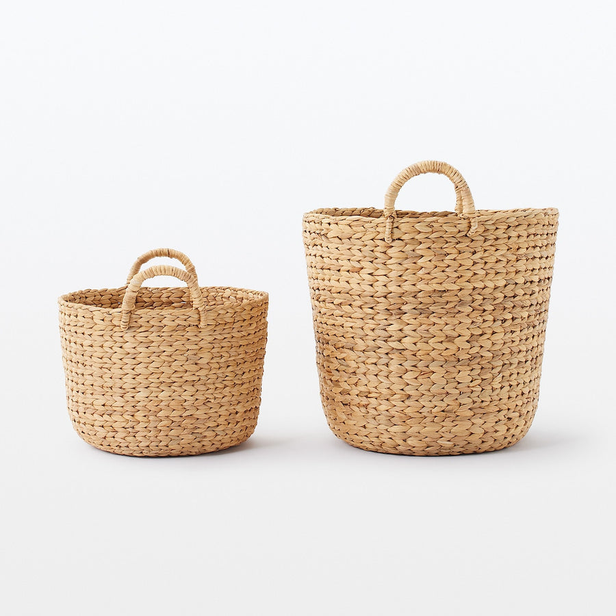 Water Hyacinth Round Basket with Handles