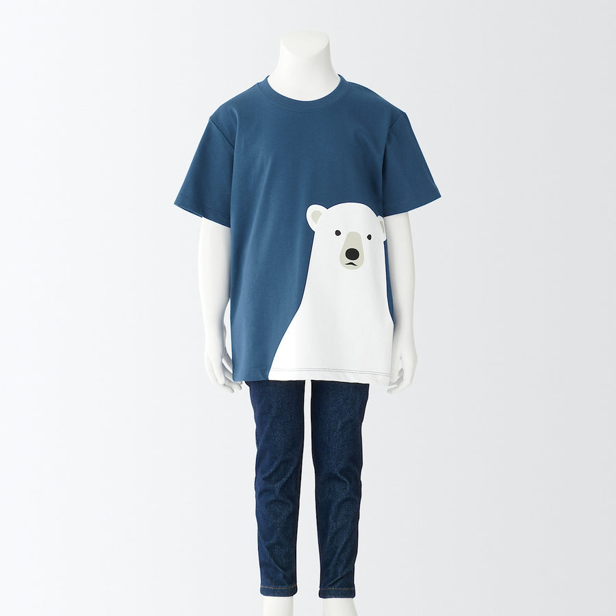 Cotton Jersey Short Sleeve Animal Print T-Shirt - Collection 4 (5-14Y) - MUJI Australia