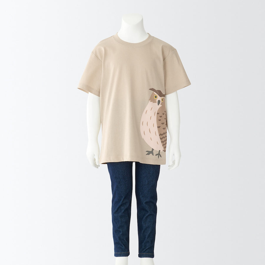 Cotton Jersey Short Sleeve Animal Print T-Shirt - Collection 4 (5-14Y) - MUJI Australia