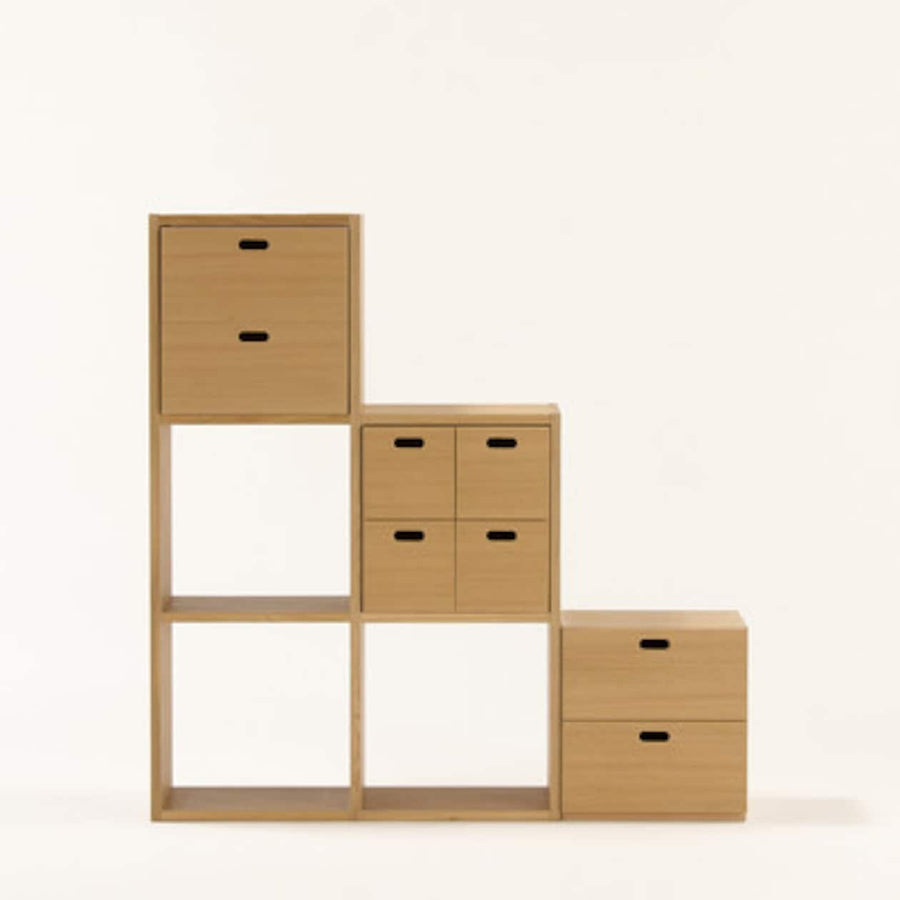 Stacking chest 2-Tier drawers Oak veneer