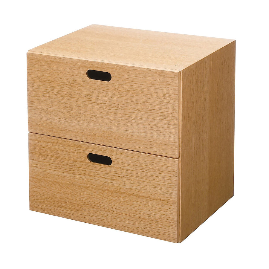 Stacking chest 2-Tier drawers Oak veneer