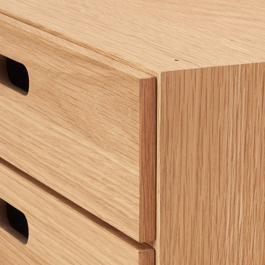 Stacking chest Half 2-Tier drawer Oak veneer