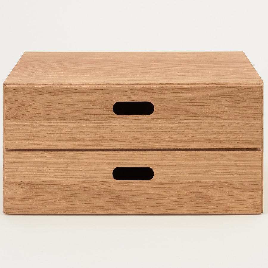 Stacking chest Half 2-Tier drawer Oak veneer