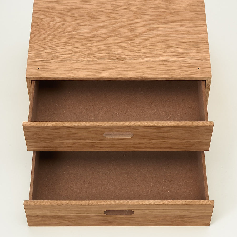 Stacking chest Half 2-Tier drawer Oak veneer