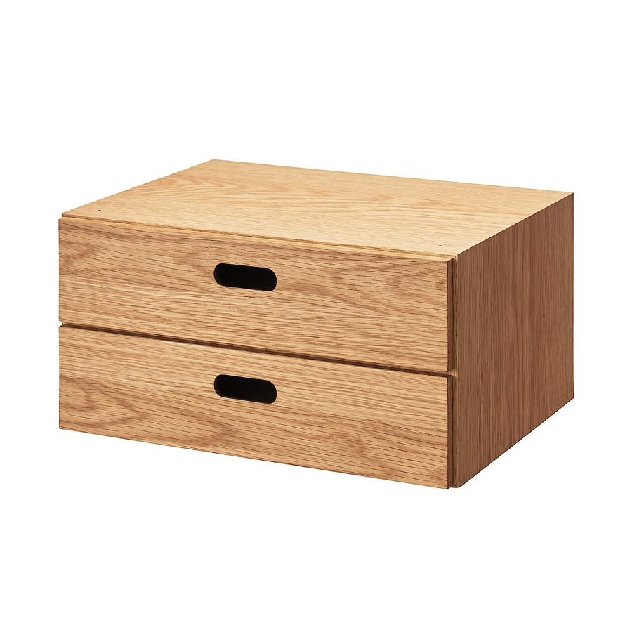 Stacking chest Half 2-Tier drawer Oak veneer