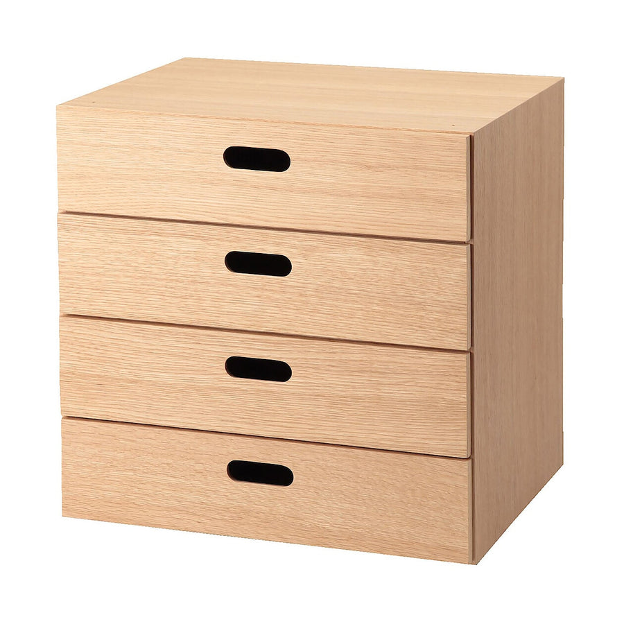 Stacking chest 4-Tier drawers Oak veneer