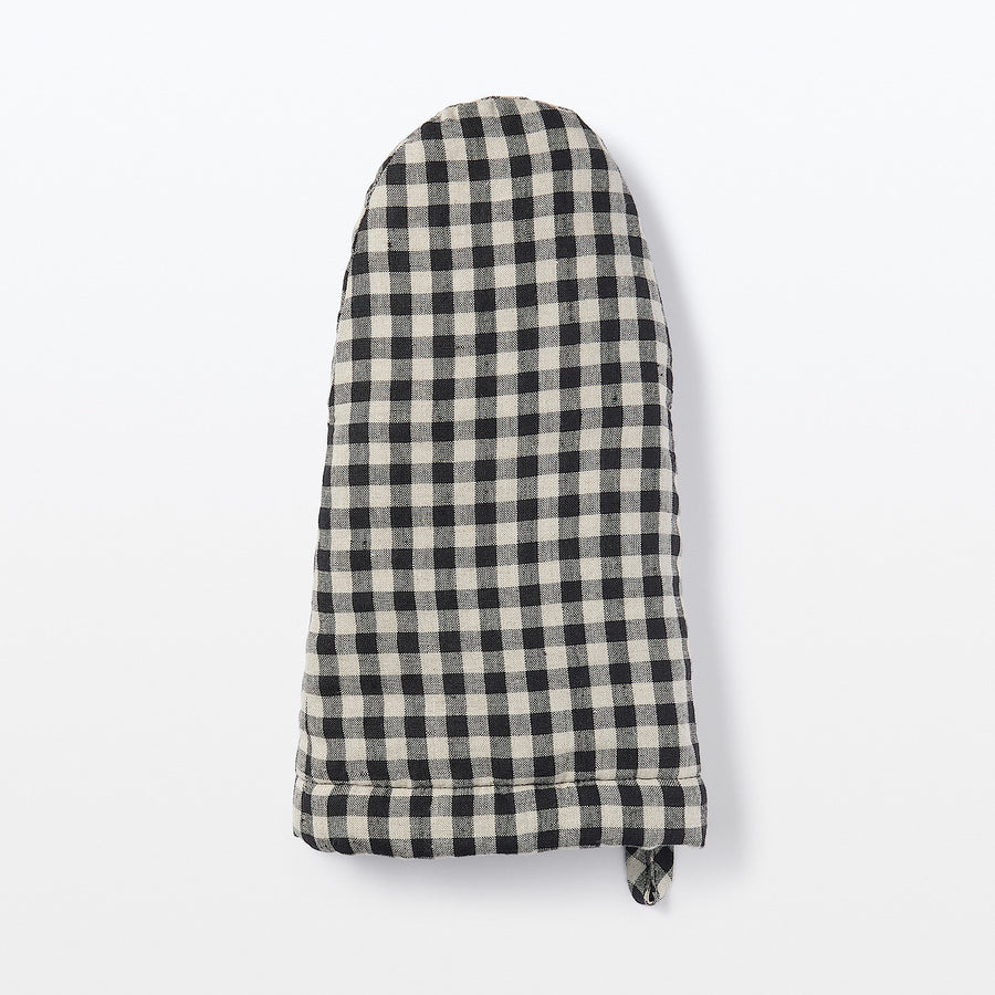 Linen Plain Weave Oven Mitt - Gingham