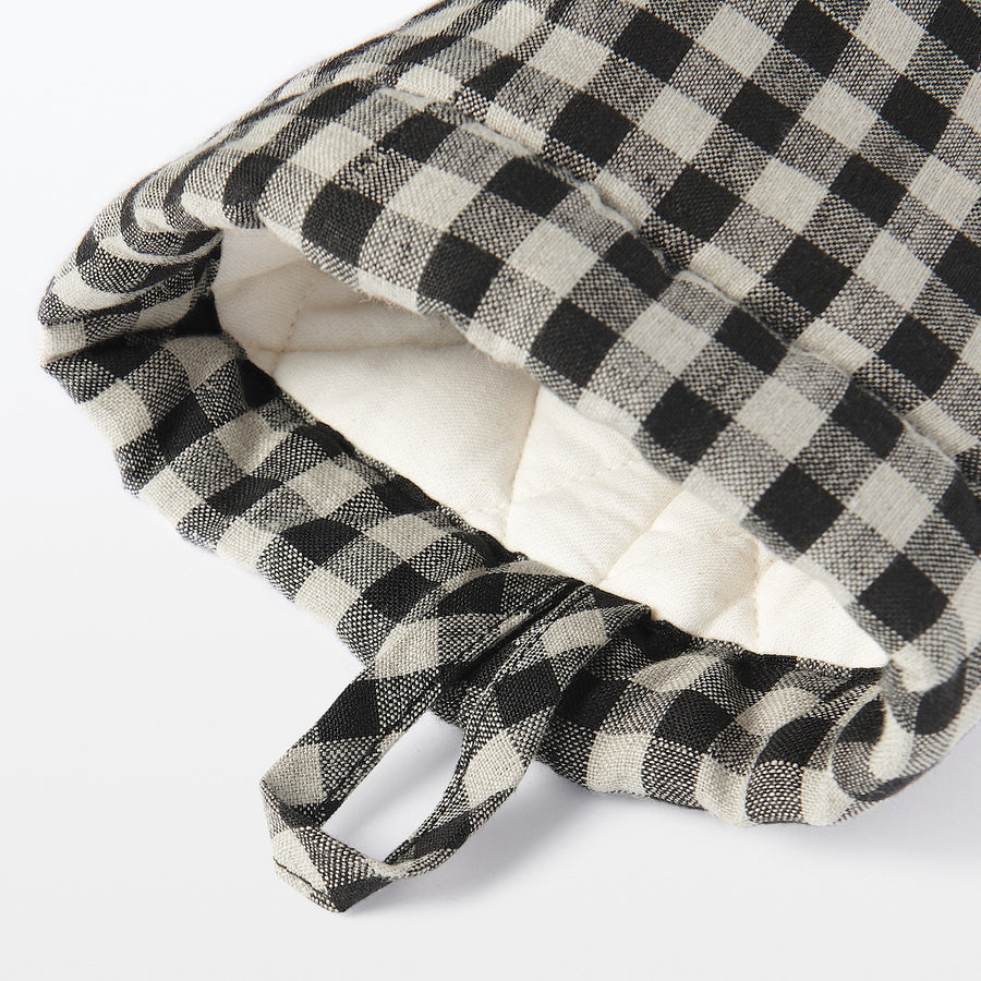 Linen Plain Weave Oven Mitt - Gingham