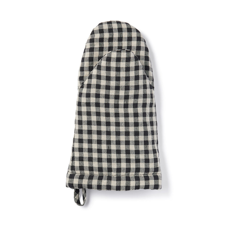 Linen Plain Weave Oven Mitt - Gingham