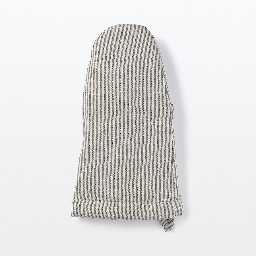 Linen Plain Weave Oven Mitt - Stripe