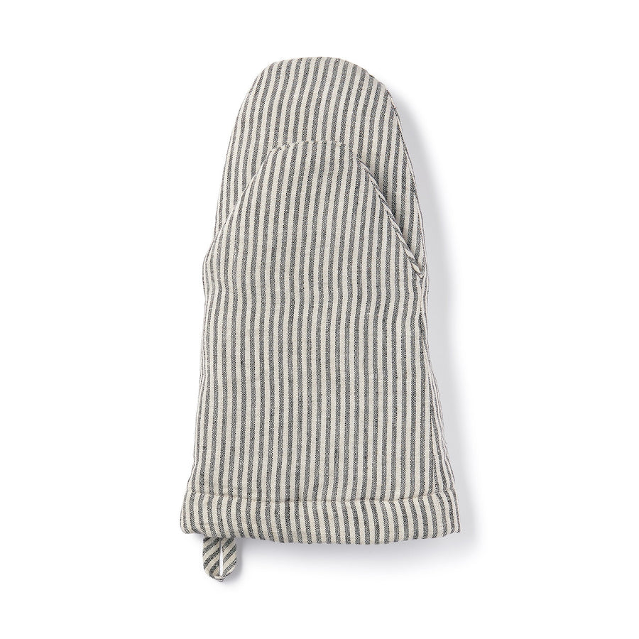 Linen Plain Weave Oven Mitt - Stripe