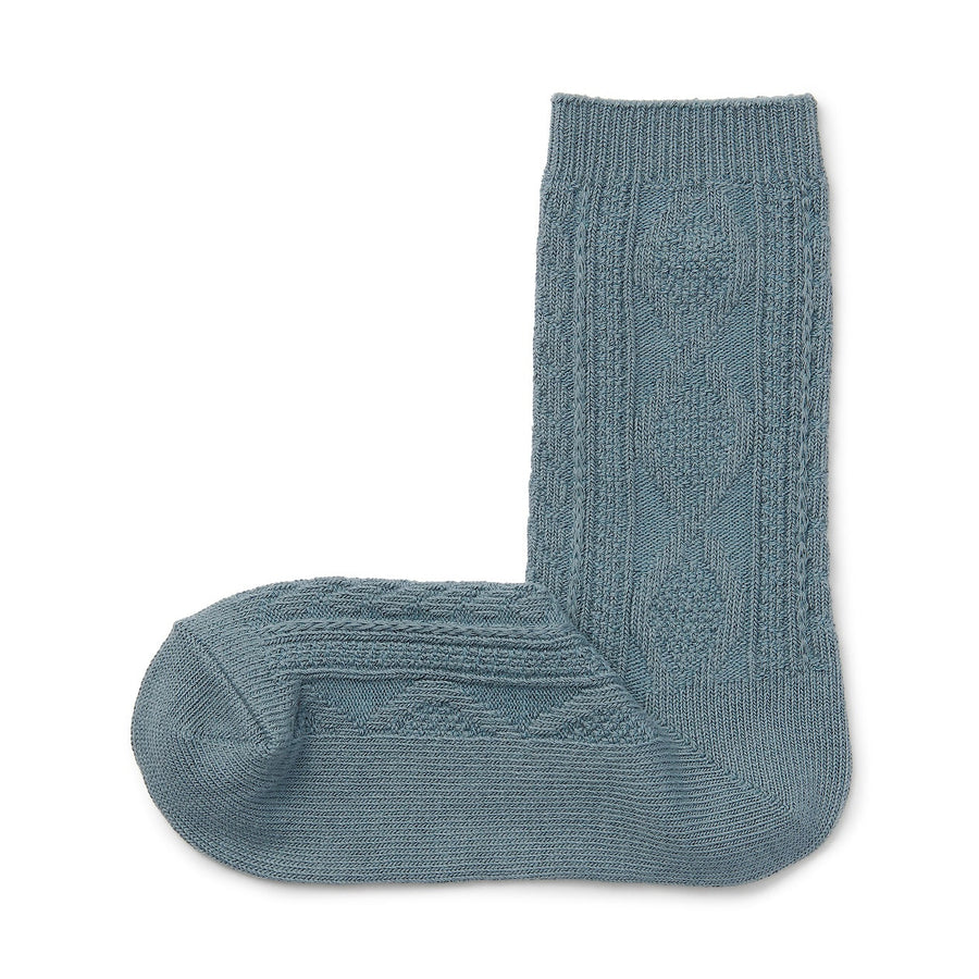 Right angle loose top pattern stitch socksAqua blue21-23cm