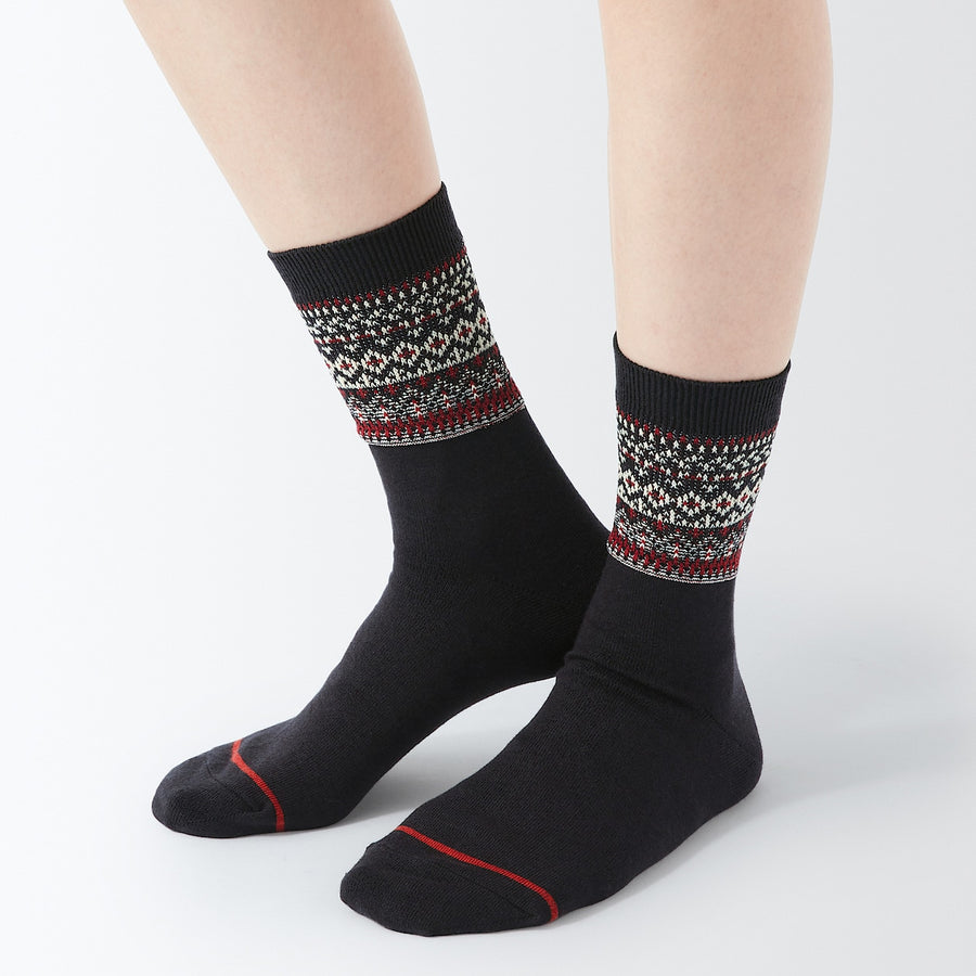 Right angle warm material pattern socks(Thin)D gray p21-23cm