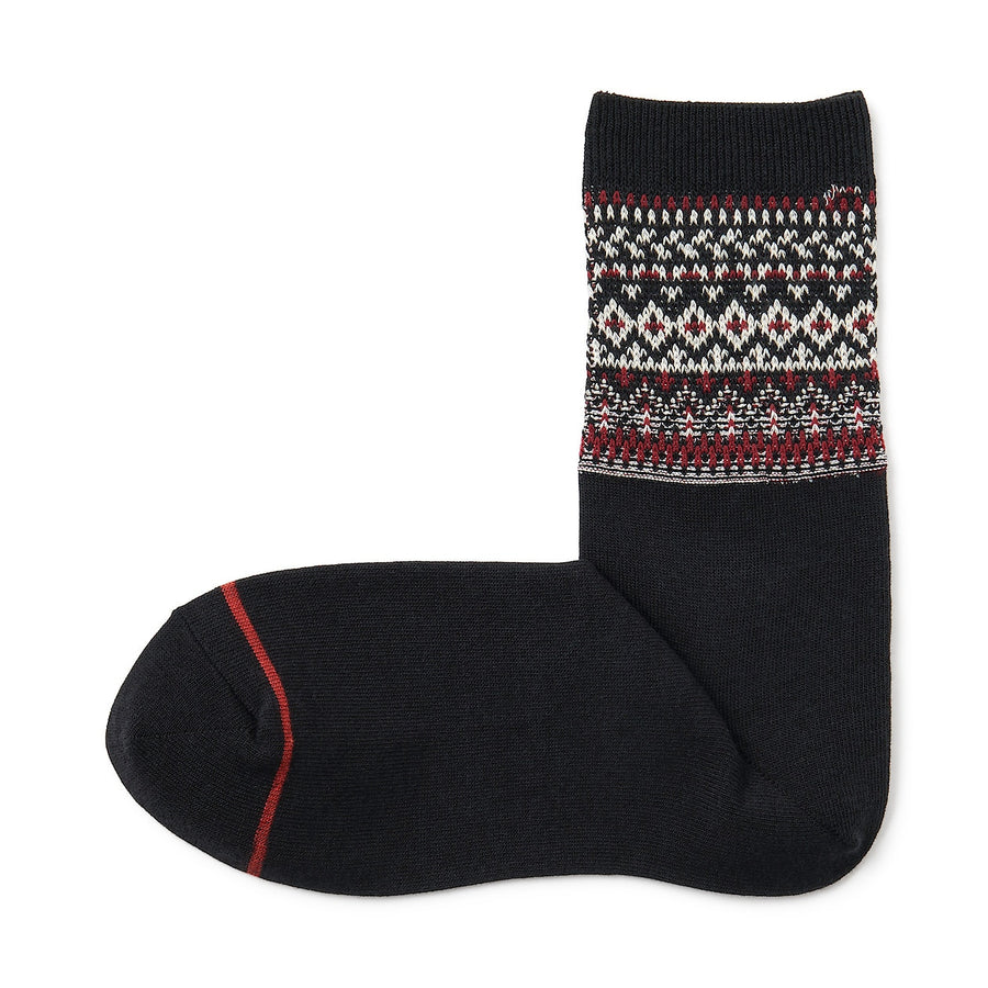 Right angle warm material pattern socks(Thin)D gray p21-23cm