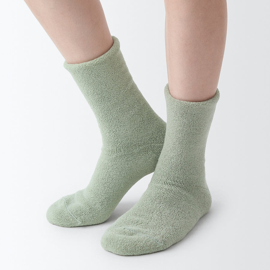 Right Angle pile Cozy socks 21-23cm Light Green