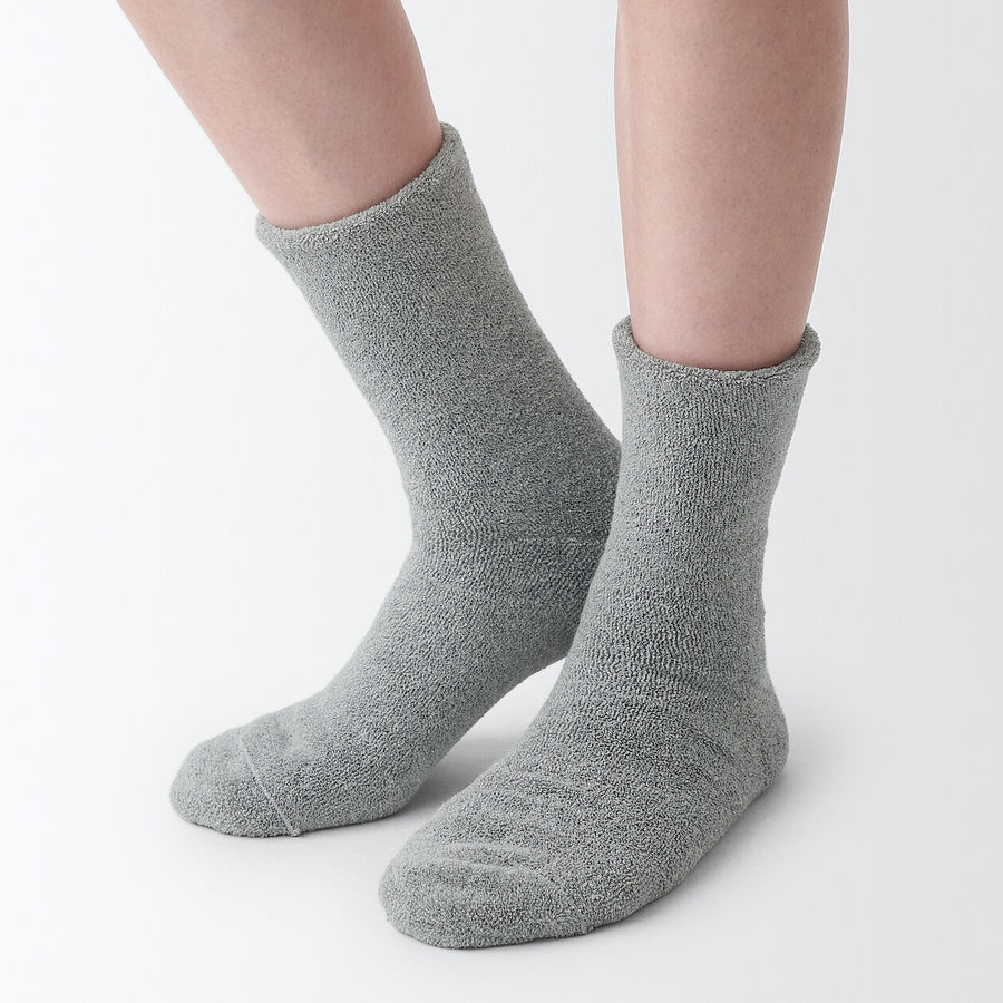 Right Angle pile Cozy socks 21-23cm Light Green