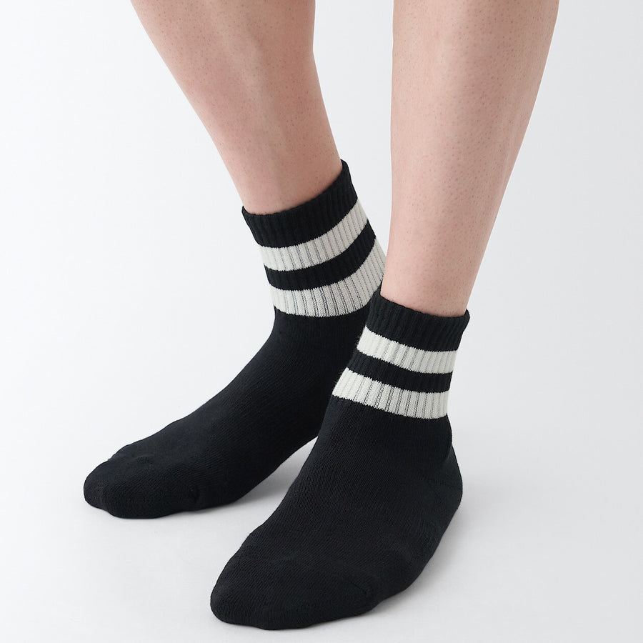 Right Angle Pile Short Socks(Line)23-25cm Grey stripe