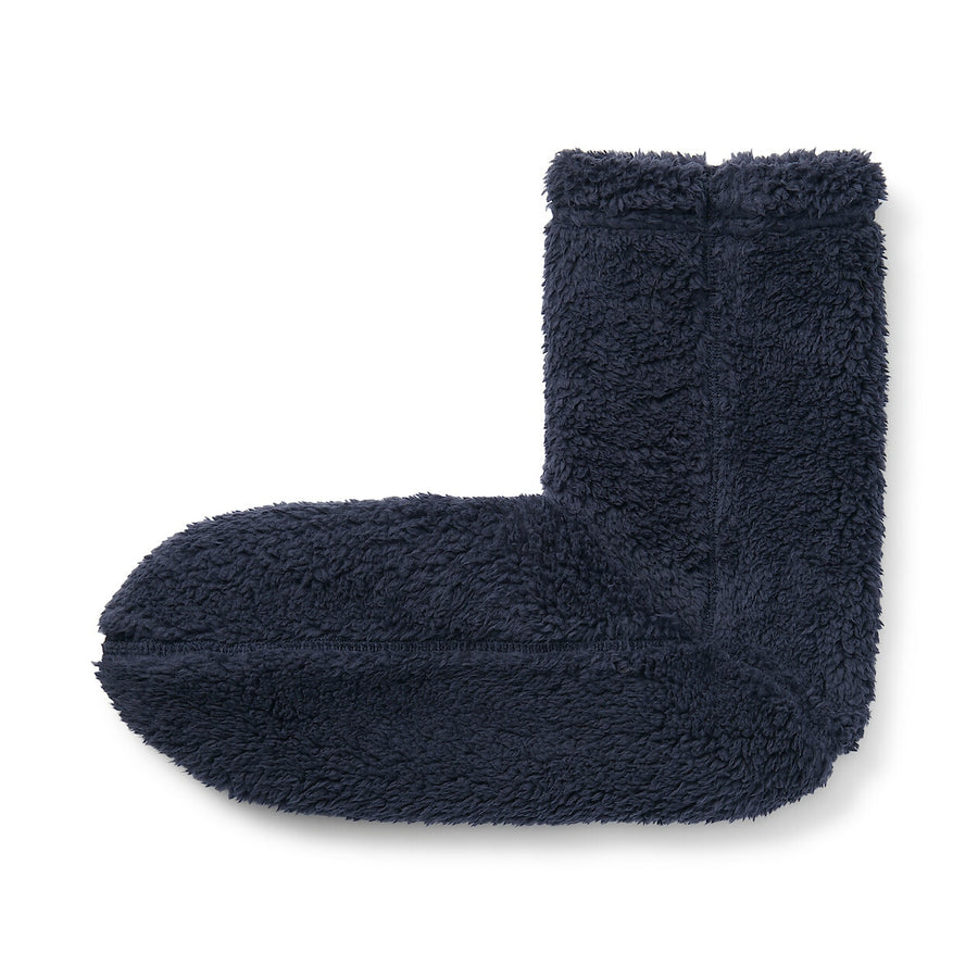 Right Angle Recycle Poly Boa fleece Cozy socksG brn25-27cm